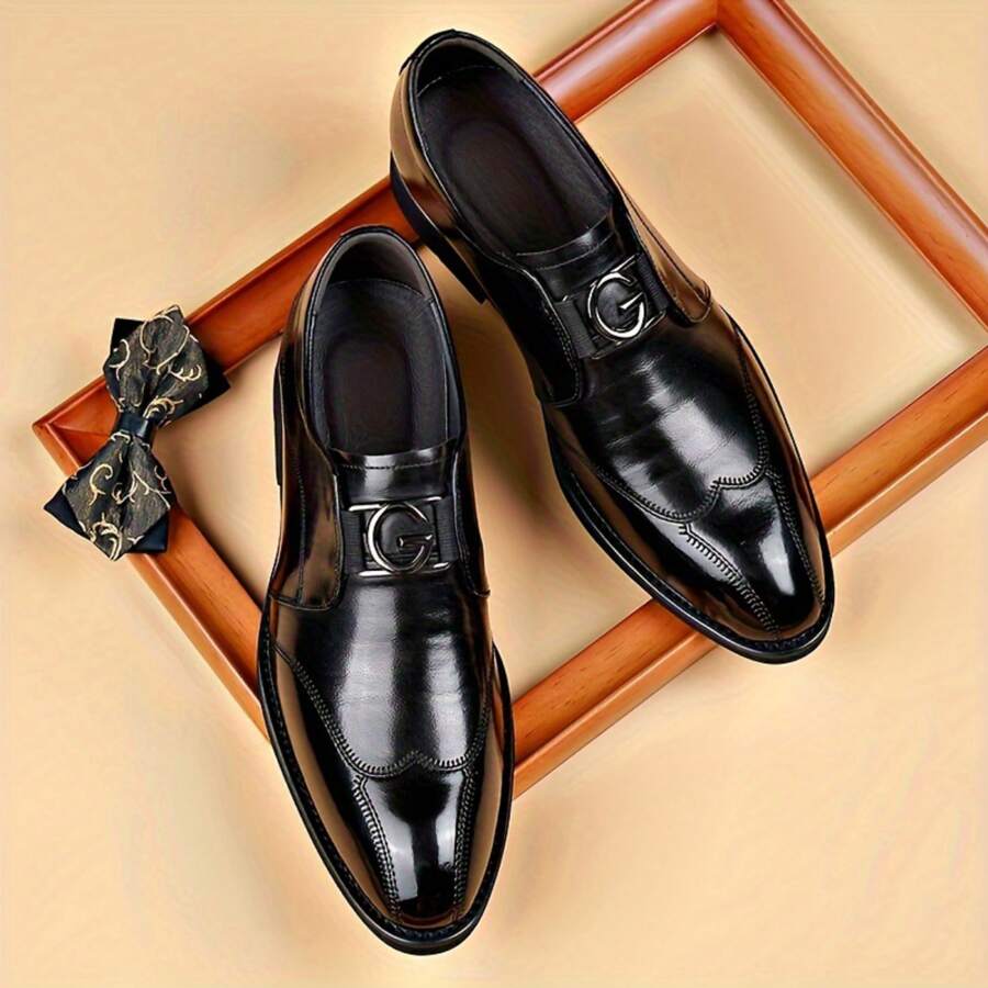 Mens Dress Shoes Modern Classic Slip On Oxfords Formal Casual Business Wedding Work - Black - View 1