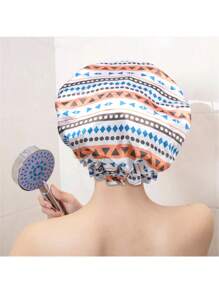 4PCS Boho Patterned Waterproof Shower Cap - Double Layer Fabric For Bathing, Cooking, Facial Treatment, Home Cleaning, Suitable For All Head Types, Providing All-Round Protection. - Multicolor - View 6
