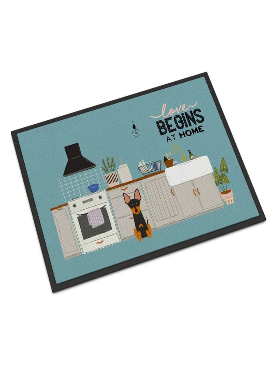 Carolines Treasures CK7813MAT 18 X 27 In. English Toy Terrier Kitchen Scene Indoor Or Outdoor Mat - 彩色 - 查看 1