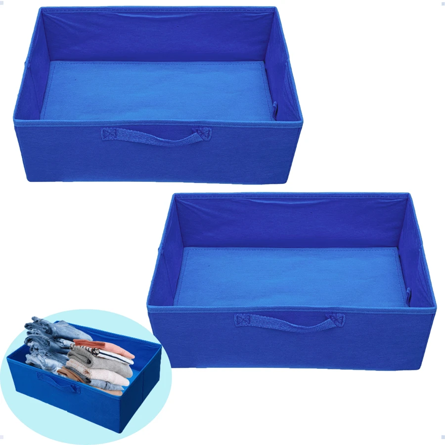 2 Hộp đựng quần áo, sách, tủ quần áo, màu hồng, xanh dương, 42x28x14, đồ trang trí Halloween, trang phục Halloween, đồ trang trí mùa thu, đồ trang trí lễ hội - Màu xanh lam - Xem 1