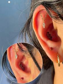 1PC Cubic Zirconia Dangle G23 Solid Titanium Cartilage Earrings Stud 16G Internally Threaded Chain Cz Flower Helix Ear Tragus Piercing Jewelry