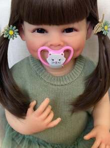 1 PC 22 Inches 55 CM Reborn Doll Raya Full Body Vinyl Smiling Girl Handcraft Lifelike Newborn Already Painted Baby With Hair Wig(Pacifier Send Random) - Vinyl Girl - View 5