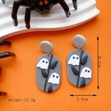 1 Đôi Hợp Thời Trang Halloween Series Polymer Đất Sét Hoạt Hình Ma Bí Ngô Bông Tai Dành Cho Nữ, Bán Buôn - Hình ảnh toàn diện - Xem 9