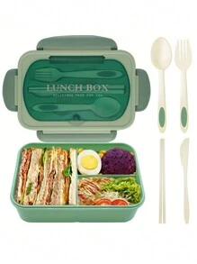 1 个成人便当盒，1200 毫升午餐盒，防漏便当盒，带可爱装饰，3 隔间便当盒，可微波炉加热，非常适合工作、野餐、返校用品 - 彩色 - 查看 11