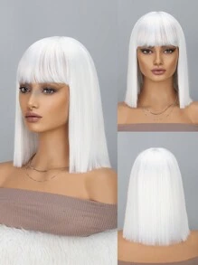 12-Inch Short Straight Wig With Bangs, Suitable For Daily, Festivals And Party Wear - Multicolor - View 20