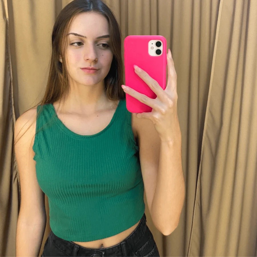 Basic Ribbed Cropped Colors Spring Summer Slim Beach One Size 3058A - 綠色 - 查看 1