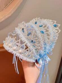 1 pezzo Copricapo a corona con fiocchi di neve blu per ragazze, accessorio per capelli da principessa di Frozen