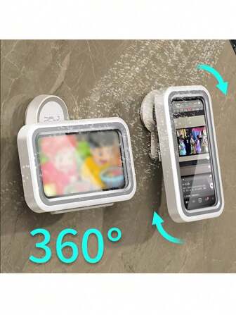 Suction Cup Waterproof Phone Case, Home Bathroom Shower Phone Holder, Traceless & Rotatable Storage Box With Vacuum Suction Cups, Waterproof & Fog-Proof Wall-Mounted Phone Pocket