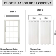 Cortinas Translucidas Equilibrar La Privacidad y La Luz, Cortinas Transparentes para Recamara y Sala Ligero Vertical con Ojales en La Parte Superior, 2 Paneles, Blanco - 132*241 - Ver 8