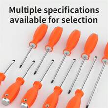 10pcs Slotted & Phillips Head Screwdriver Set, Extra Long Shaft & Magnetic Tip, Industrial Grade - Orange - View 2