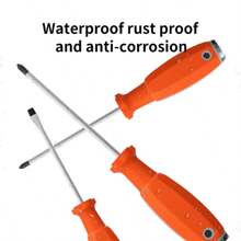 10pcs Slotted & Phillips Head Screwdriver Set, Extra Long Shaft & Magnetic Tip, Industrial Grade - Orange - View 8