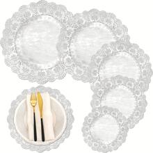 100入組銀色花紋紙質製杯墊，圓形抗油食品包裝紙，適用於烘焙、餐飲、燒烤、節慶裝飾，空氣炸鍋廚房空氣炸鍋墊、紙、通風炸鍋、空氣炸炊 - 銀色 - 查看 1