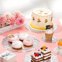 100入組銀色花紋紙質製杯墊，圓形抗油食品包裝紙，適用於烘焙、餐飲、燒烤、節慶裝飾，空氣炸鍋廚房空氣炸鍋墊、紙、通風炸鍋、空氣炸炊 - 銀色 - 查看 4