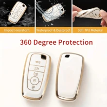 1 pieza Funda para llavero con llavero, Estuche de llave TPU con protector completo compatible con Fusion, Explorer, Escape, F150, F250, F350, F450, F550. Una bolsa de llave hermosa y de moda - Con botón ojo de gatoO - Ver 7