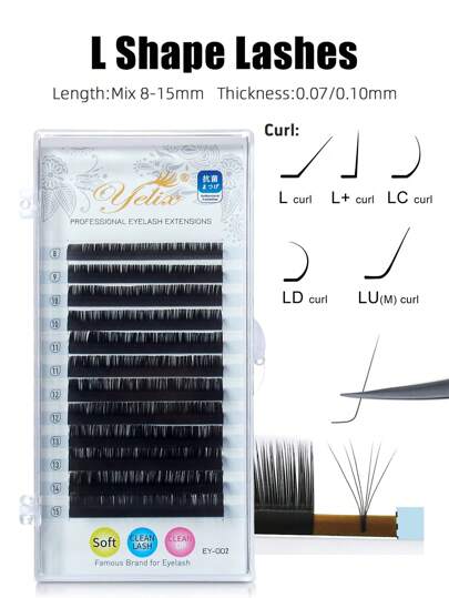 yelix 12 صف من سلسلة لفة فردية من رموش صناعية امتدادات الرموش L L+ LC LD LU (M) لفة صناعية من الفرو الكلاسيكية ناعمة وطبيعية سمك 0.07 مم 0.10 مم أطوال مختلطة 8-15 مم مجموعات رموش، مجموعات رموش فردية، رموش صناعية