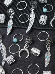 31 قطعة من الكليبس المزينة بالفيروز الفضي لتسريحات الضفيرة بطراز بانك Y2K ، إكسسوارات خرز الشعر للنساء للاستخدام اليومي