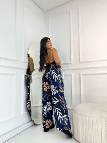 Duna Pantalona Pants Women's Fashion Printed Elastex Waistband - 藏蓝色 - 查看 2