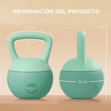 SPORTNOW Pesa Rusa 10 kg Kettlebell Relleno de Arena Metálica y Mango Antideslizante para Entrenamiento Culturismo en Casa Gimnasio Verde - Verde - Ver 5