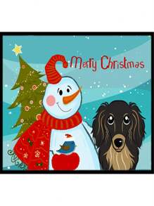 Snowman With Longhair Black And Tan Dachshund Indoor & Outdoor Mat- 24 X 36 In. - Nhiều màu - Xem 1