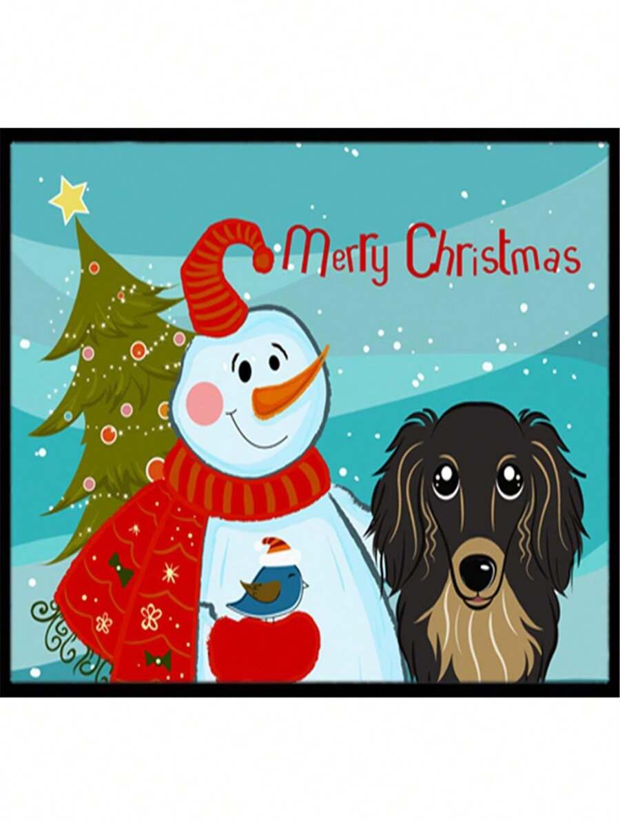 Snowman With Longhair Black And Tan Dachshund Indoor & Outdoor Mat- 24 X 36 In. - Nhiều màu - Xem 1