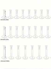 10入組簡約隱形透明唇環和耳環釘,學生必備