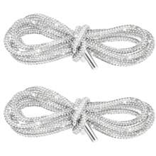 1 Paio Di Lacci Per Scarpe Con Corda Glitter Di Strass, Lacci Per Scarpe Con Strass Luminosi Per Scarpe, Pantaloni Della Tuta, Felpe - Bianco - Visualizzare 1