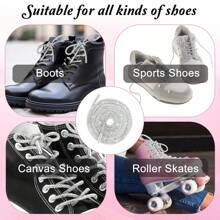1 Paio Di Lacci Per Scarpe Con Corda Glitter Di Strass, Lacci Per Scarpe Con Strass Luminosi Per Scarpe, Pantaloni Della Tuta, Felpe - Bianco - Visualizzare 6