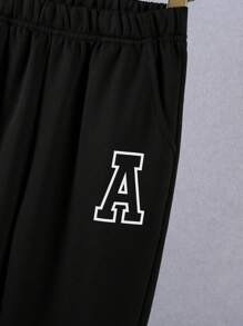 2pcs/Set Tween Boys Baseball Jacket And Jogger Pants Back To School Outfit - Spring/Autumn