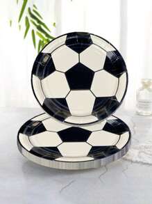 Juego de 24 platos y vasos de papel desechables con tema de fútbol, vasos de papel, decoraciones para fiestas, adecuado para cumpleaños, fiestas, celebraciones de empresa y otros eventos, Navidad - Multicolor - Ver 1