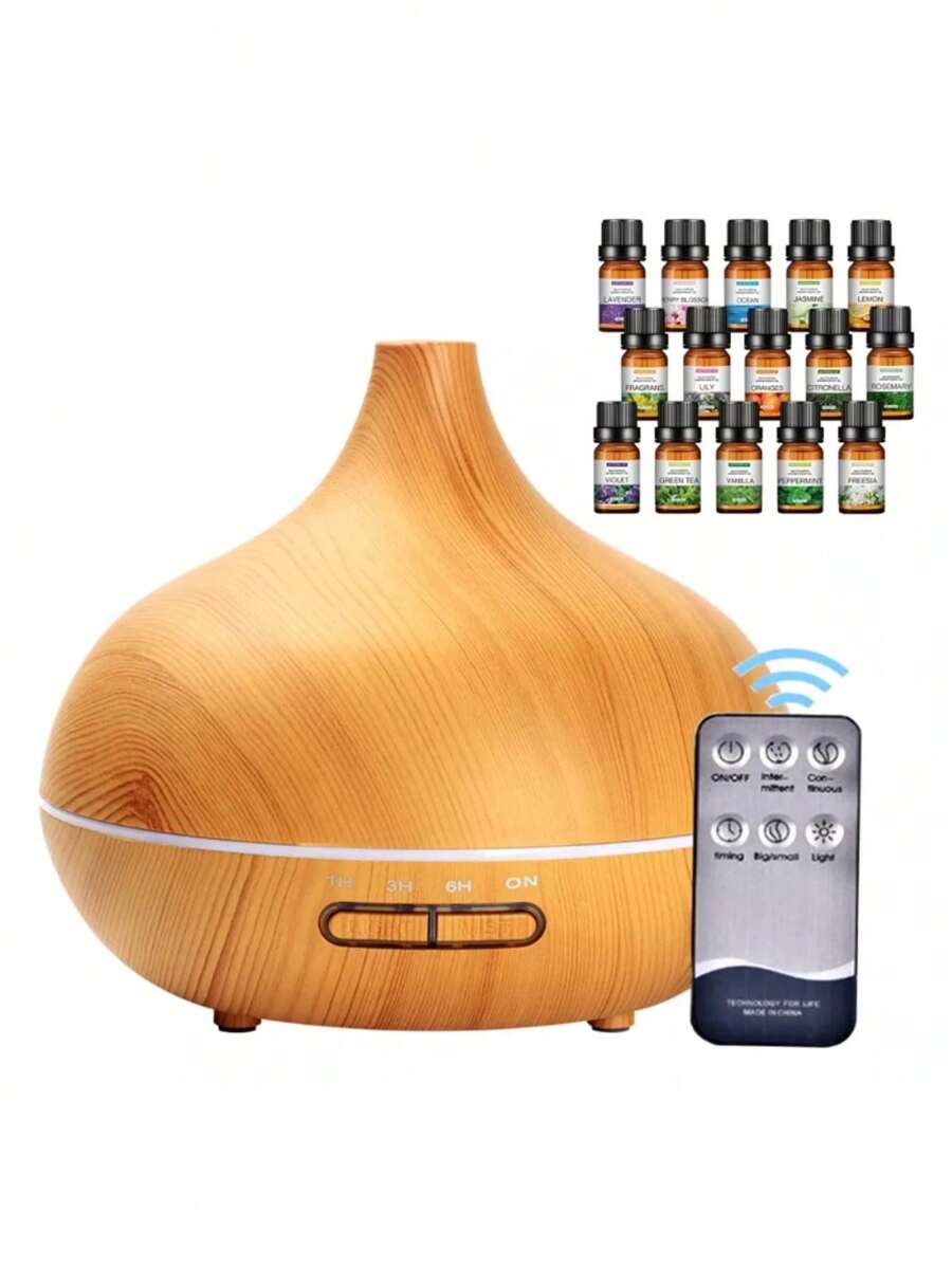 Difusor De Aroma Eléctrico De 550ml + 12Aceites Esenciales - Amarillo Mostaza - Ver 1