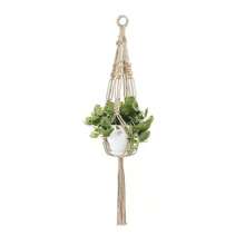 4 件装带蕾丝设计的植物吊架 - 手工杏色绳花盆架 - 非常适合室内外花园装饰、家居装饰、房间装饰、墙壁装饰 - 杏色 - 查看 9