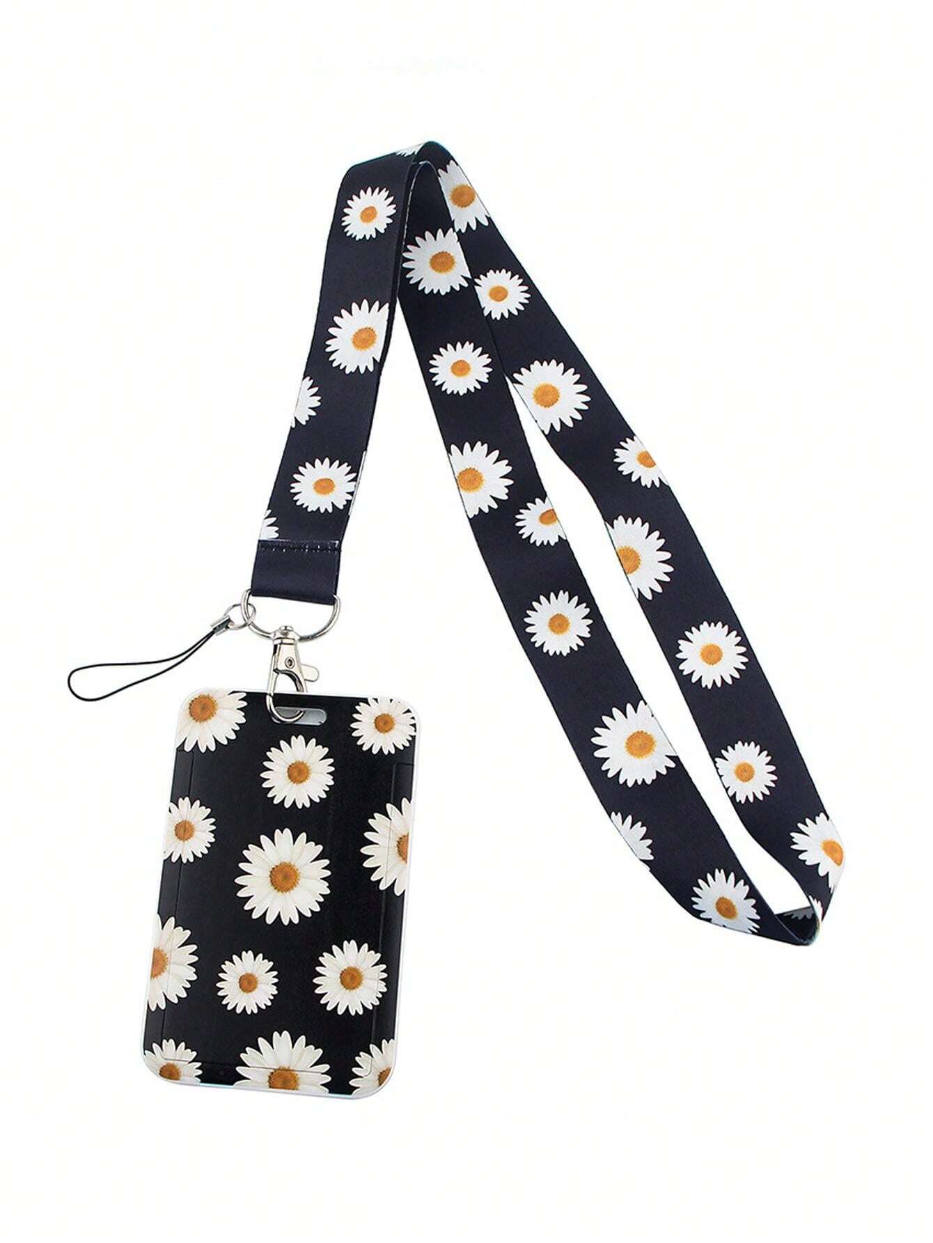 ひまわりのストラップ カードホルダー付き、公共交通機関カードホルダー、IDカードバッジホルダー、カップルへのギフト、ホリデーギフト