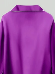 2pcs Tween Girls Purple Long Sleeve Pajama Set - Multicolor - View 7