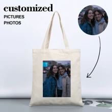 Una pieza, deslistado personalizado, nombre personalizado, flores, letras, Día del Maestro, Halloween, Día de San Valentín, boda, bolsa de recuerdo, Día de la Madre, bolso de mano personalizado para dama, bolso de hombro para dama, bolso de mano para dama, bolso, único, gran capacidad, ligero, plegable, de moda, letras, fotos, regalos, casual, escuela, trabajo, bolsa de almacenamiento, DIY, premium, versátil, adecuado para compras, viajes, artículos de viaje, regalos para niñas - Beis - Ver 1