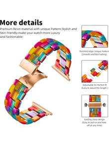 1 件时尚彩虹树脂表带，可调节，防水耐磨，兼容 表带 38/40/41/42/44/45/46/49 毫米，兼容 Series Ultra/SE/11/10/9/8/7/6/5/4/3/2/1，智能表带配件 - 多色(無手錶) - 查看 3