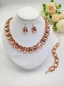 Bộ 4 chiếc/Bộ vòng cổ pha lê Rhinestone nhiều màu sang trọng, hoa tai, vòng tay trang sức dành cho nữ, thích hợp cho trang phục dự tiệc/dạ hội - bộ pha lê - Xem 20