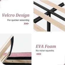 HOMBCK Upholstered  Bed Frame With Headboard, Linen Platform Bed  Frame With Wooden Slats Support,Twin/ Full/ Queen/ King,Pink/ White/ Blue/ Light Grey/ Dark Grey/ Black/ Cream - 粉色 - 查看 5
