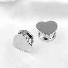 2 pièces bouchons d'oreilles élégants en forme de cœur, tunnels et écarteurs en acier inoxydable 316L. Expanseurs d'oreilles pour mariage, bijoux de piercing pour le corps. Cadeau pour la Saint-Valentin, la mère, la fête des mères.