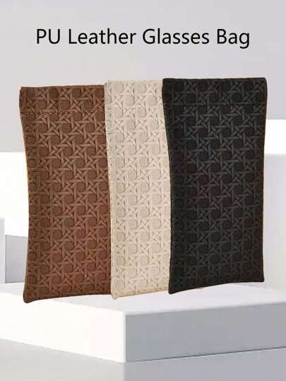 1pc PU Leather Eyeglasses Case, Waterproof Sunglasses Pouch Storage Bag, Ideal Gift