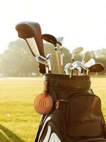 1pc Customized Engraved Leather Golf Bag Tag | Personalized 5-Hole Golf Ball Display Stand | Gift For Golf Enthusiasts | Available In Black And Brown | Groomsman Gift, Gift For Dad/Mom | Diameter: 9.5*9.5cm | Birthday, Christmas, Retirement Gift | Handmade Golf Accessory - 9.5*9.5cm - View 9