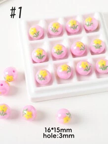 Hand-Painted Beads, Flower Series Round Beads, Acrylic Creative Beads, Variety Of Elegant And Cute Colors Suitable For Festivals, Gifts, Matching Accessories, And Daily DIY - Hand Painted Flower Beads - View 11