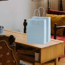 5/12 Stücke hellblaue Kraftpapiertüten für Lebensmittel zum Mitnehmen, Backen, Kleidung, Geschenke, Einkaufen - helles Hellblau - Übersicht 5