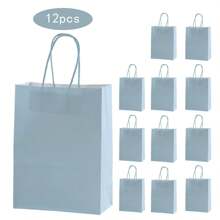 5/12 Stücke hellblaue Kraftpapiertüten für Lebensmittel zum Mitnehmen, Backen, Kleidung, Geschenke, Einkaufen - helles Hellblau - Übersicht 1