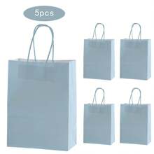 5/12 Stücke hellblaue Kraftpapiertüten für Lebensmittel zum Mitnehmen, Backen, Kleidung, Geschenke, Einkaufen - helles Hellblau - Übersicht 3