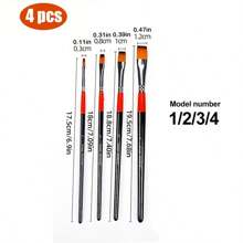 4/8pcs/Set Assorted Size Flat & Round Black And Red Handle Brush Set For Painting Watercolor, Acrylic Etc. Back To School - Multicolor - View 13