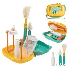8-In-1 Portable Baby Bottle Cleaning Set, Includes Bottle Drying Rack & Cleaning Brushes - Multicolor - View 2
