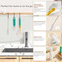 8-In-1 Portable Baby Bottle Cleaning Set, Includes Bottle Drying Rack & Cleaning Brushes - Multicolor - View 6