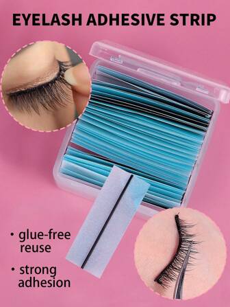 40pcs/10pcs/200pcs Self-Adhesive Eyelash Extension Strips, Strong Adhesive, Transparent & Black Color, Makeup Essential Tool, No Glue Needed, Reusable (Not Recommended For Beginners, Avoid Waste)