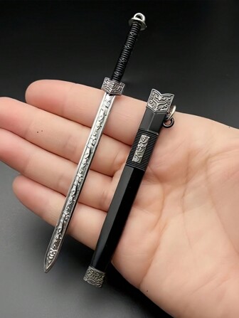 1pc Metal Sheathed Weapon Model Craftwork For Men, Alloy Sword Keychain Pendant Decor, Suitable As Gift Or Daily Use Car Accessories Bag Charm School Cute Goth Y2k