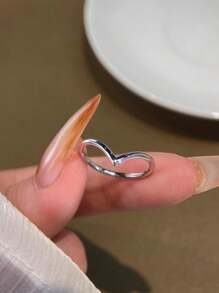 1pc Simple V-Shape Ring For Women S925 Sterling Silver Eternity Ring Glamorous Fine Jewelry Gift - Simple Mountain Ring - View 1